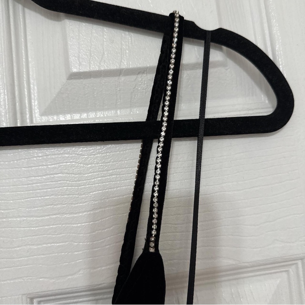 ZARA Elegant Black Velvet Dress with Rhinestone Straps size XS - Picture 4 of 4
